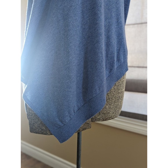 Theory Size L/G Beautiful Blue Short Sleeve Cotton & Cashmere Sweater Top - Picture 4 of 12